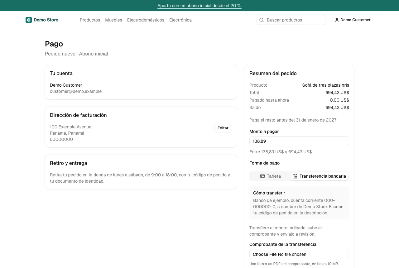 Pagar por transferencia bancaria