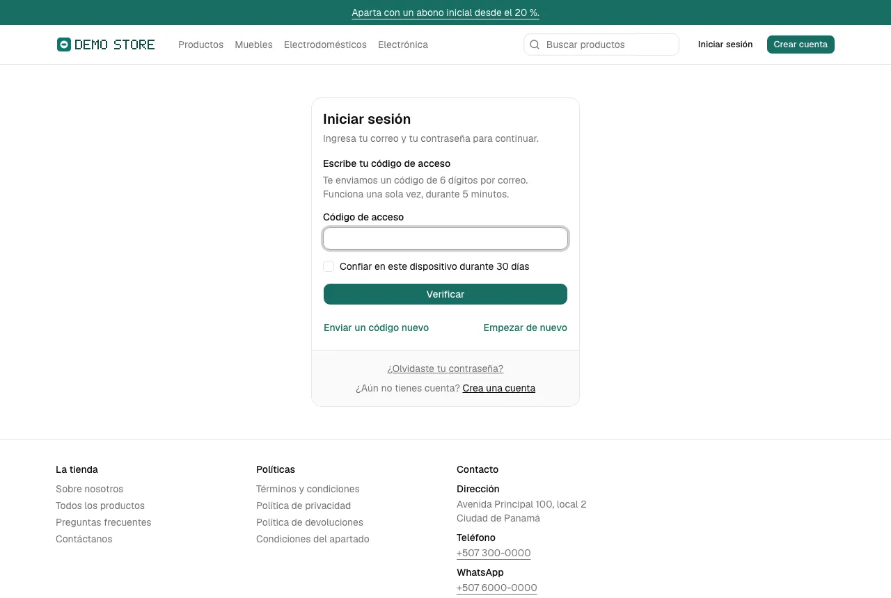 El paso del código de acceso
